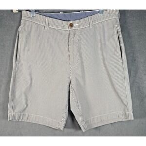 J. Crew White Blue Striped Seersucker 100% Cotton Mens Shorts W32 Preppy